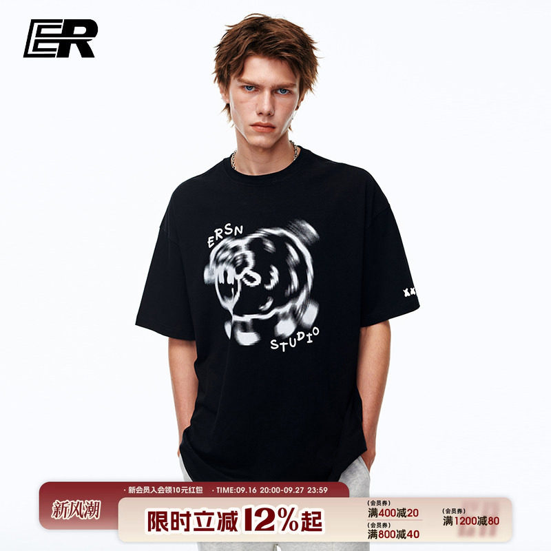 【明星同款】ER虚幻小羊印花短袖T恤男2026夏季新款美式情侣图片