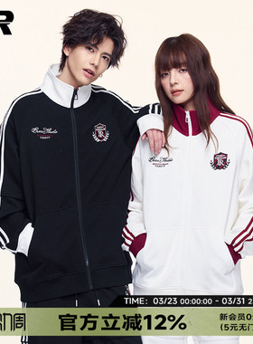 【明星同款】ER学院风条纹撞色立领卫衣2026秋户外休闲情侣套装