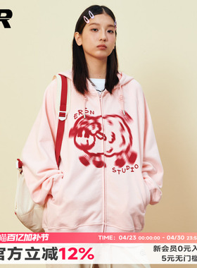 【陈浚铭同款】ER奔跑小羊开衫卫衣连帽外套情侣款2026秋美式复古