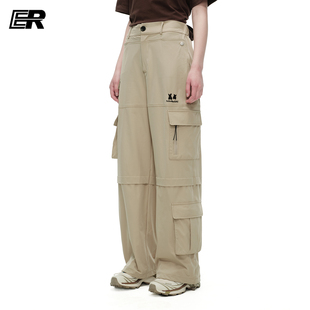 ER多口袋机能绑带刺绣工装裤子男女春季户外潮牌痞帅高街休闲长裤