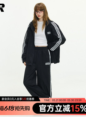ER运动风三条杠防晒裤子男2026春夏潮牌美式户外登山防晒服套装