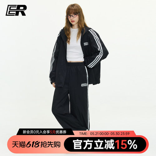ER运动风三条杠防晒裤子男2026春夏潮牌美式户外登山防晒服套装