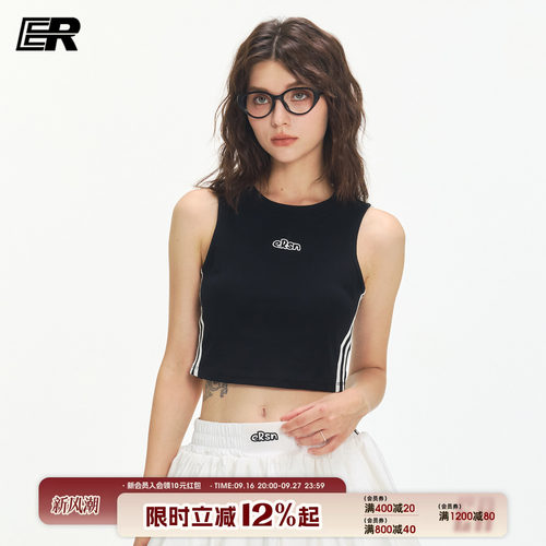 ER字母无袖运动背心女夏季新款辣妹短款内搭显瘦瑜伽短上衣美背