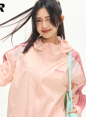 【沈月同款】ER条纹织带凉感防晒服夏季防紫外线轻薄透防晒气外套