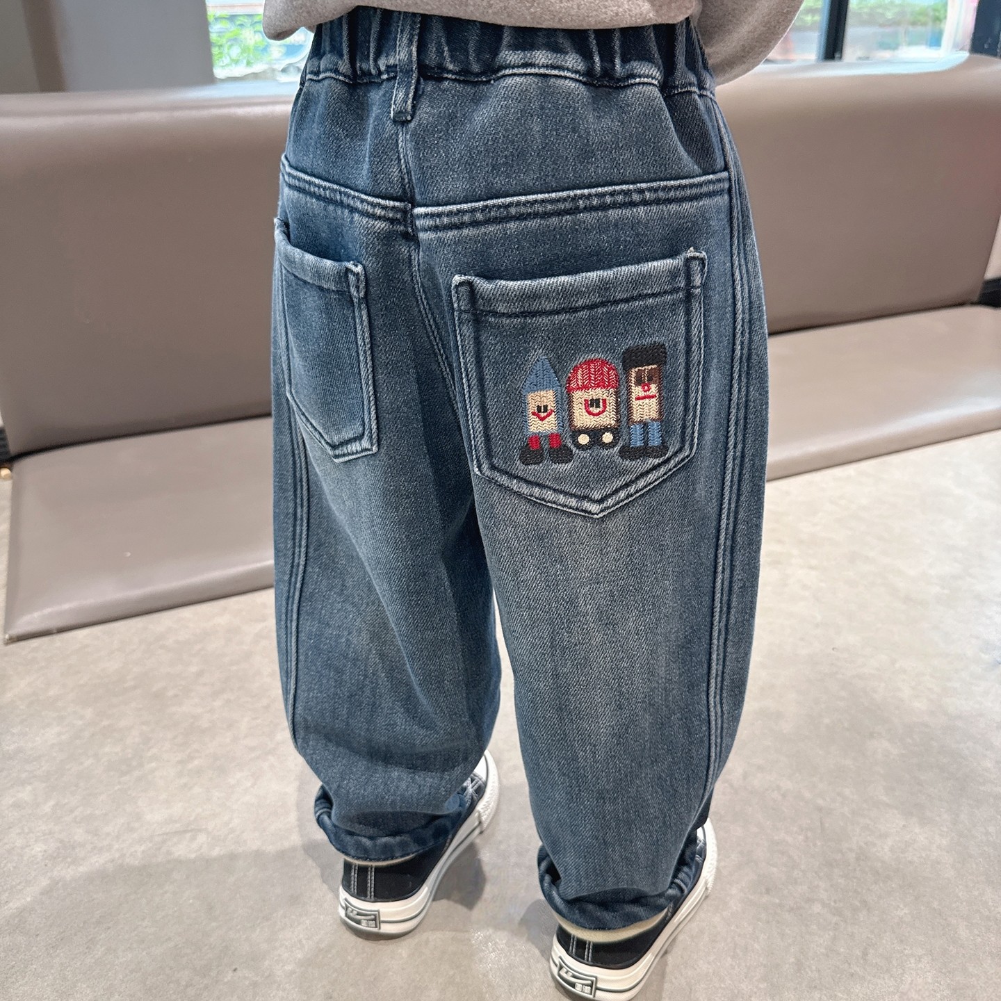 2025冬季韩版童装男童加绒牛仔裤