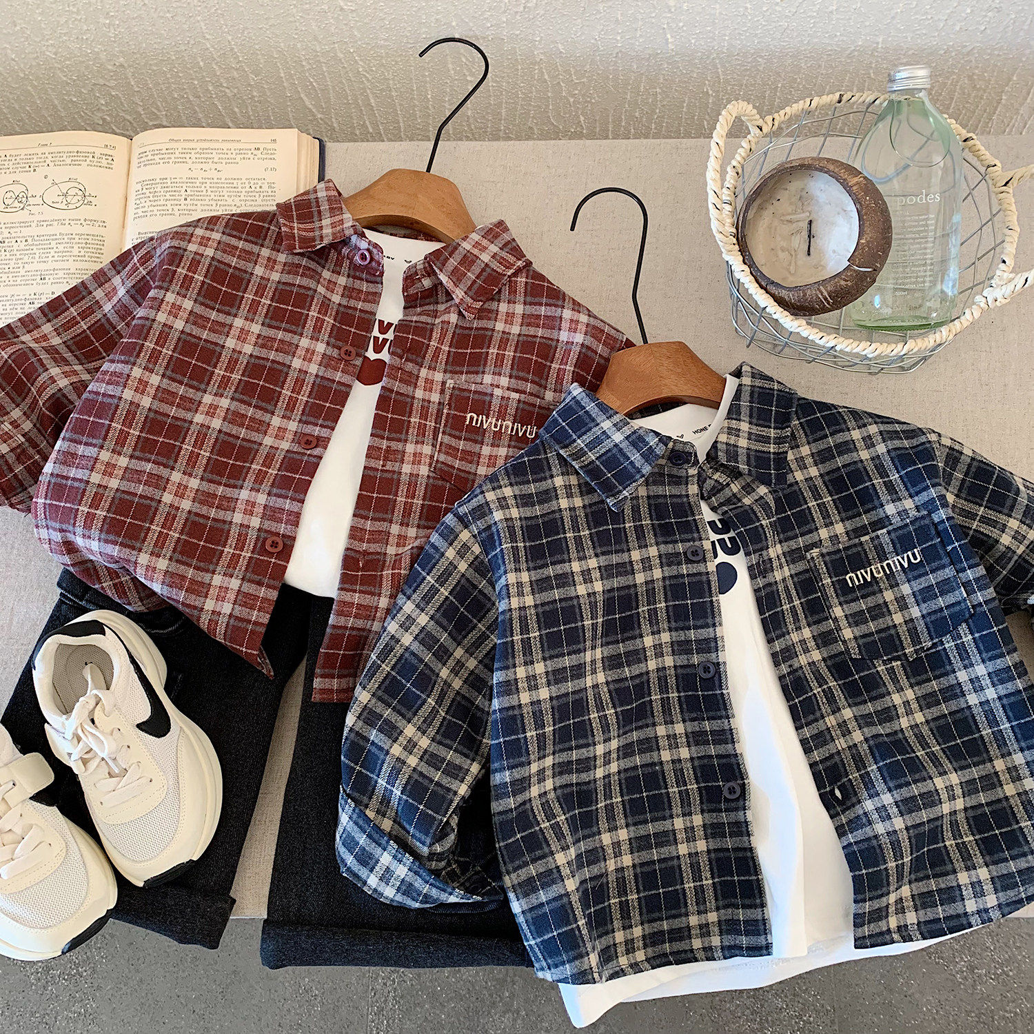 男童春秋季长袖衬衫2025新款韩版儿童帅气格子衬衣中小童时尚上衣