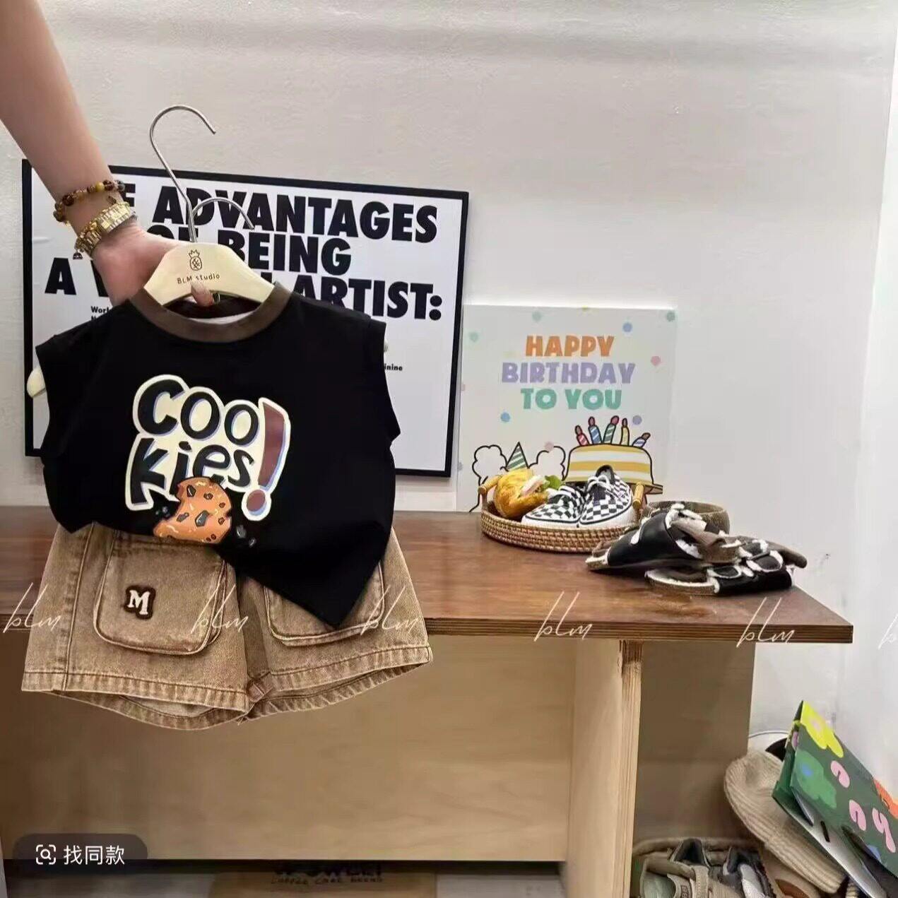 男童夏季套装2026新款儿童背心卡通宝宝夏装韩版牛仔短裤两件套潮