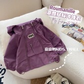 上衣小童连帽男孩风衣 男宝宝秋季 儿童冲锋衣春秋男童外套秋装 薄款