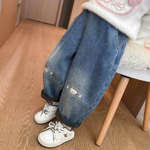 子秋冬款 加厚炸街宝宝一体绒牛仔裤 加绒2025新款 冬季 儿童装 女童裤