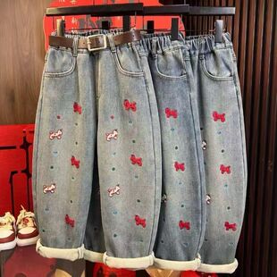 【年款】儿童马年2026新款中大童加绒牛仔裤柔软直筒裤牛仔裤百搭