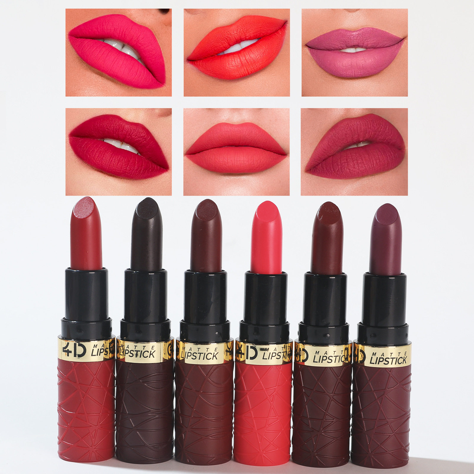 Lipstick一套6支装新款哑光雾面口红跨境持久摩登棕红色口红套装