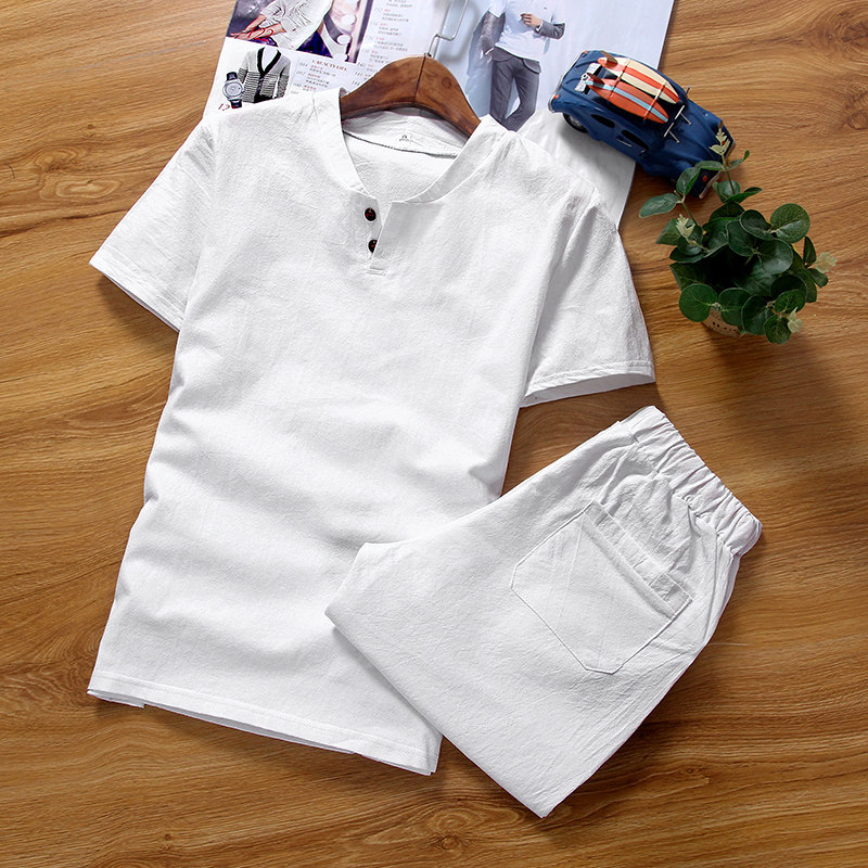summer Cotton and hemp suit man Flax Short sleeved T-shirt Chinese style men's wear Summer wear 2022 new pattern clothes Trendin the Men's clothing, Casual pants  category - from Buy2taobao.com to provide professional Taobao agent buy service