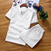 summer Cotton and hemp suit man Flax Short sleeved T-shirt Chinese style men's wear Summer wear 2022 new pattern clothes Trend