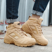 君洛克D12013防刺沙漠靴六寸作战靴男士 冬季 正品 耐磨中帮战术靴