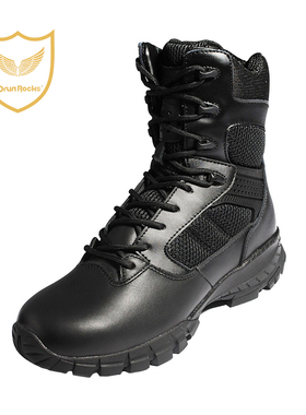 正品君洛克D16808V底作战靴透气战术靴男真皮黑色高帮作训靴子