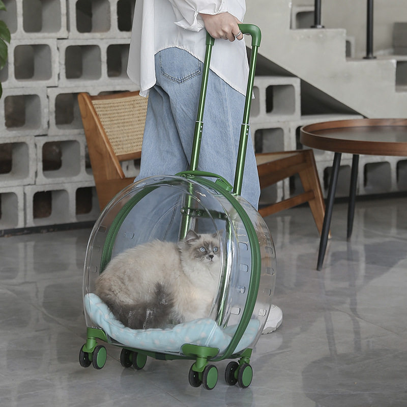 透明宠物拉杆箱猫包外出便携猫咪行李箱大容量猫咪推车狗狗太空舱