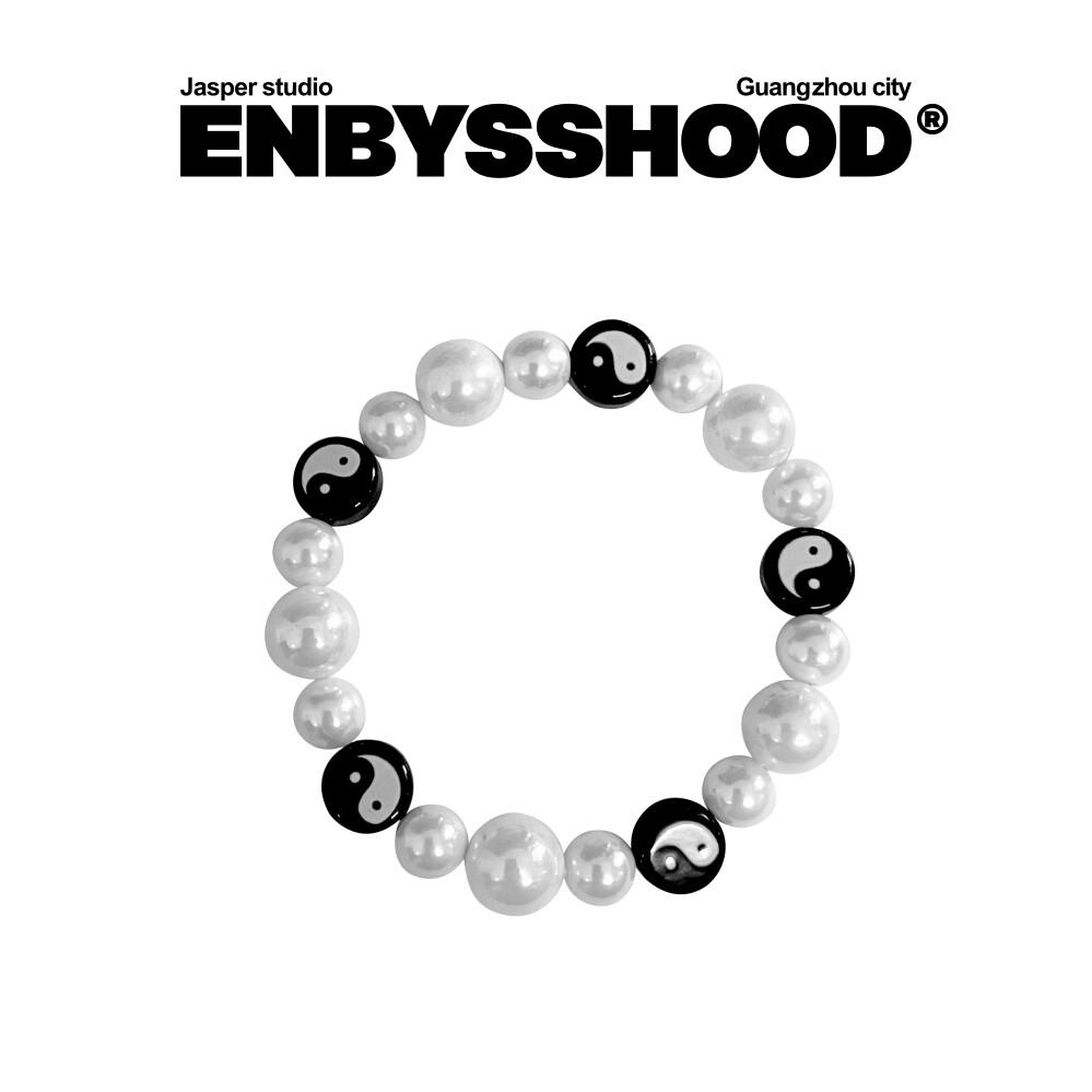 ENBYSSHOOD原创设计潮流贝珠阴阳太极拼接中国风弹力手链