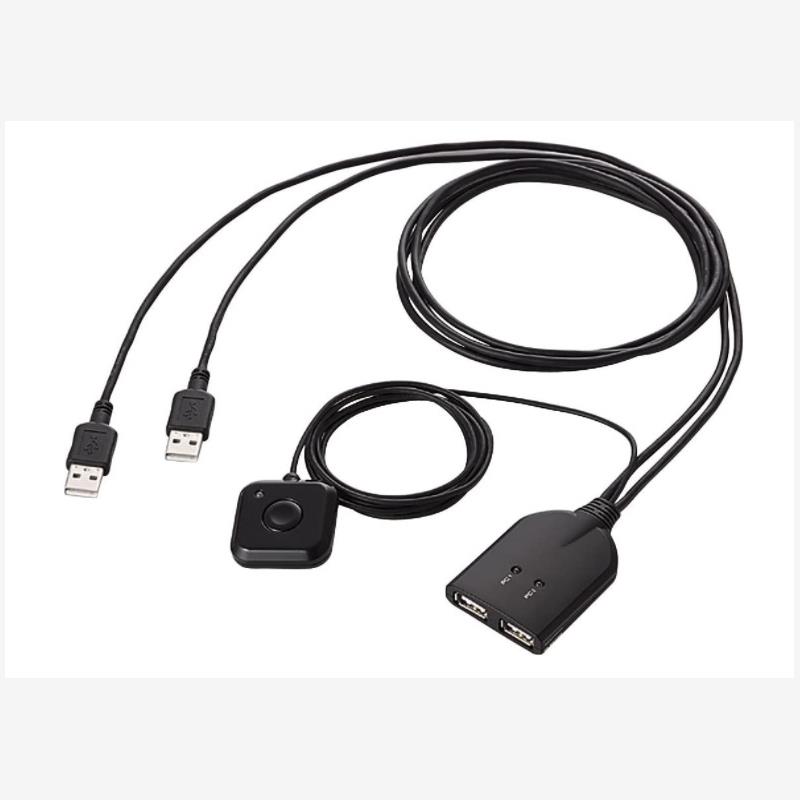 Elecom 宜丽客 KVM开关 键盘・鼠标用 带手边开关 黑色KM-A22