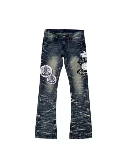 Chai (Disassembled) 26Ss Zhang Zai Pleated Whiskered Vintage Washed Micro-Flared Skinny Jeans