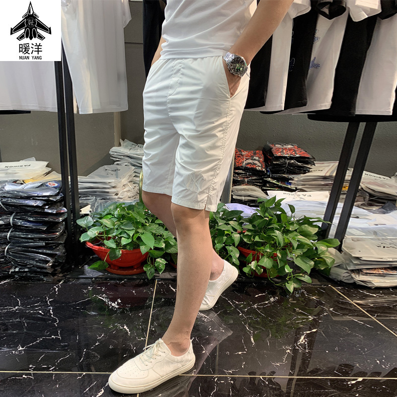 潮男夏新款男装休闲百搭潮流五分裤韩版修身个性印花时尚沙滩短裤