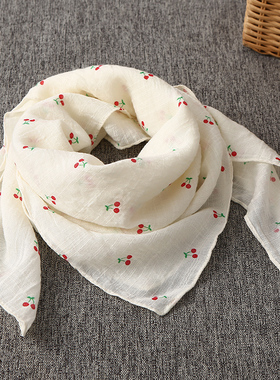 韩版新款70*70小方巾女百搭透气棉麻围巾保暖护颈儿童亲子围脖