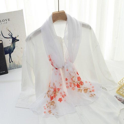 2024新款丝巾女夏季长款围巾春秋韩版百搭沙巾印花披肩防晒沙滩巾