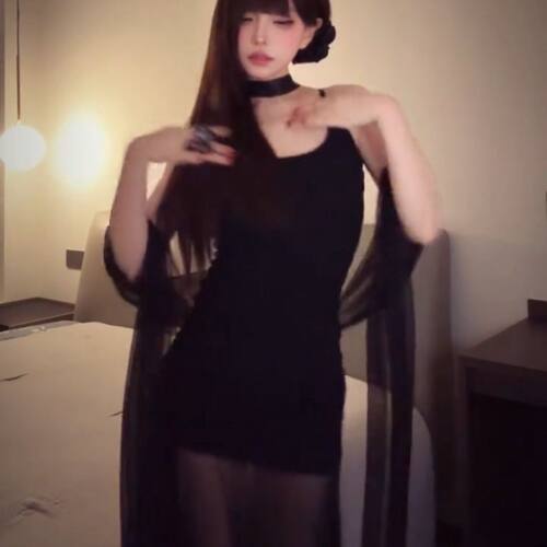 多巴胺黑色网红披肩纱巾时尚潮流围脖纱晚会派对服饰配饰拍摄道具