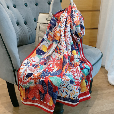 中年妈妈真丝丝巾女桑蚕丝围巾2024新款高档洋气百搭时尚春秋披肩