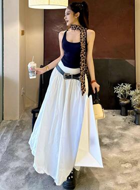 时尚豹纹细长条窄丝巾女百搭装饰小领巾长款腰带发带绑包丝带飘带