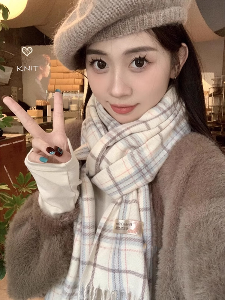 围巾女冬季高级感格子披肩2025新款秋百搭双面加厚送礼时尚围脖