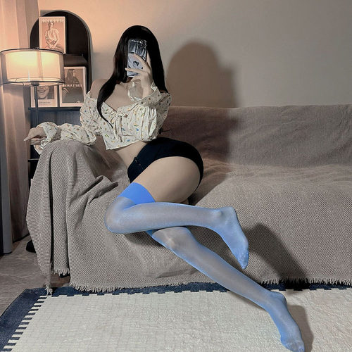 珞樱珠光长筒丝袜性感诱惑微闪光泽过膝高筒袜子女12D大腿袜透肉