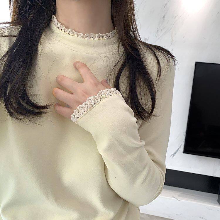 蕾丝打底衫女小香风内搭半高领