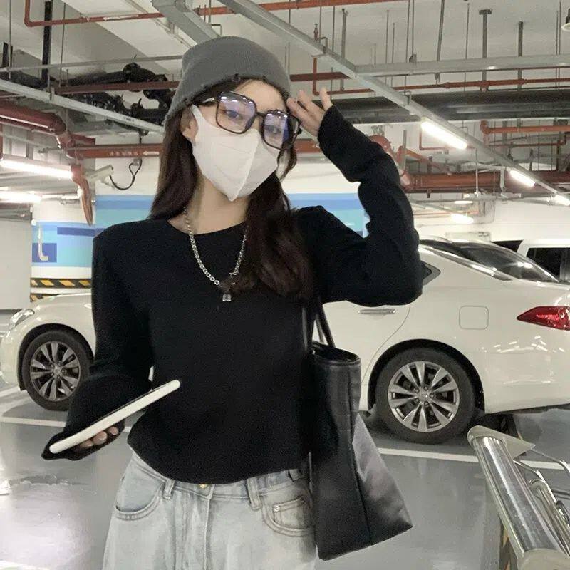 德绒加厚黑色内搭长袖t恤女秋冬