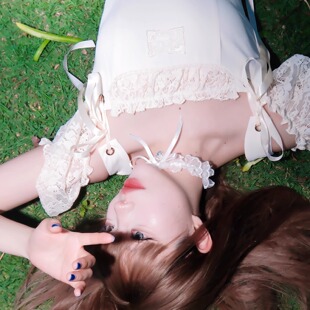 muggle 原创设计八片裁吊带蝴蝶结气质收腰蕾丝连衣长裙 studio