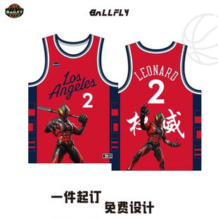 BALLFLY球服定制快船伦纳德球衣卡通抽象贝利亚背心篮球服男套装