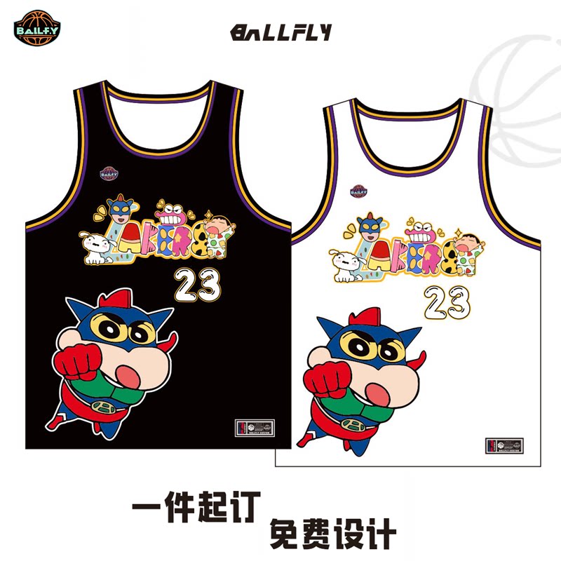 詹姆斯蜡笔小新卡通双面篮球服