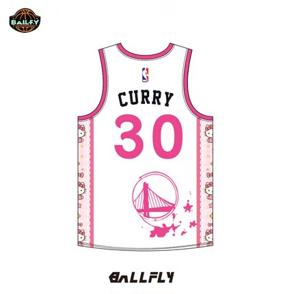 BALLFLY球服定制勇士库里球衣卡通粉色儿童凯蒂猫男女篮球服套装