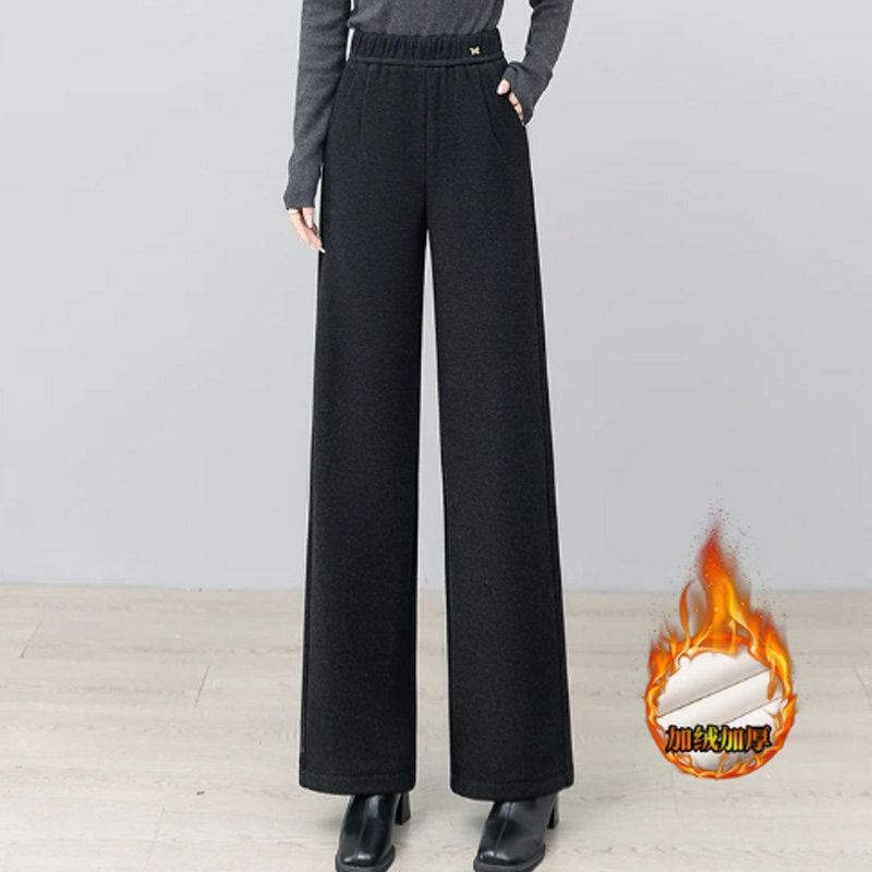 松紧高腰宽松显瘦灰色阔腿裤女2025新款加绒加厚冬季女士直筒裤子,女装/女士精品,休闲裤,淘宝优惠券,粉丝福利购,淘宝优惠卷