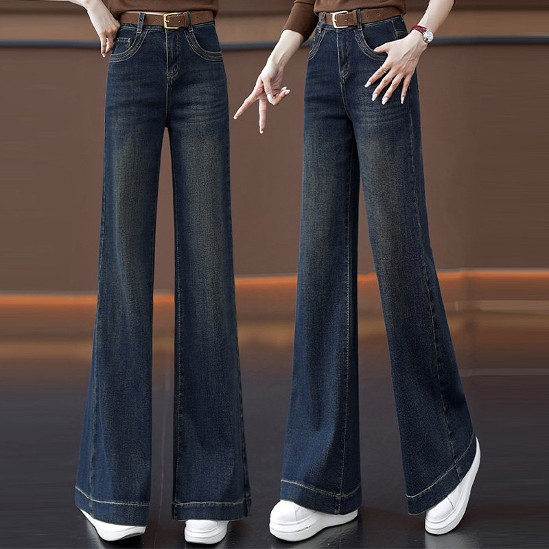 窄版阔腿牛仔裤女高腰春秋2026年新款宽松复古直筒显瘦垂感喇叭裤,女装/女士精品,牛仔裤,淘宝优惠券,粉丝福利购,淘宝优惠卷