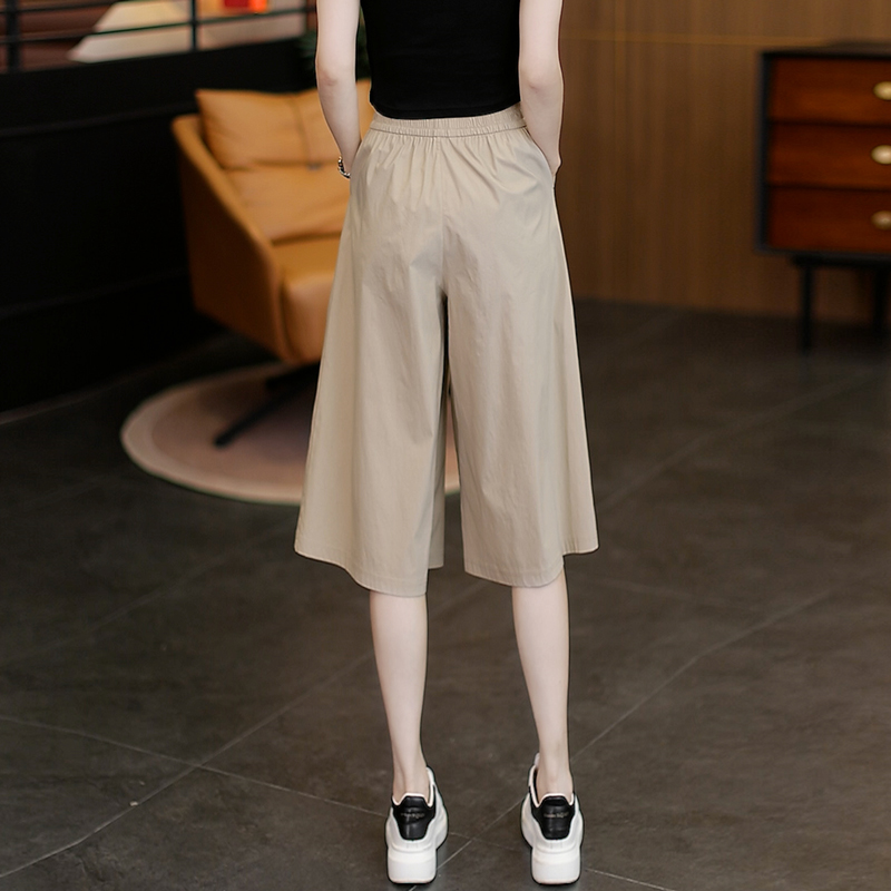 女士夏季薄款七分阔腿裙裤休闲百搭透气冰丝裤宽松显瘦大码松紧腰