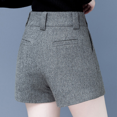 毛呢短裤女秋冬外穿2025新款高腰宽松a字西装裤显瘦百搭阔腿靴裤