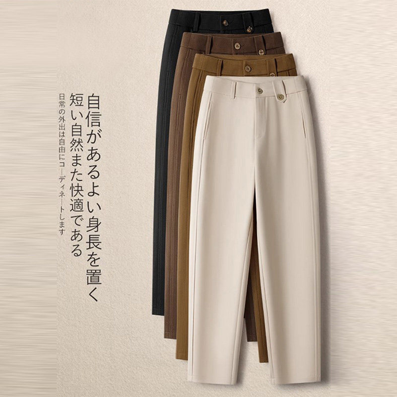 春秋毛呢裤女哈伦裤2025镰刀裤小个子休闲九分小脚烟管裤秋冬加绒,女装/女士精品,休闲裤,淘宝优惠券,粉丝福利购,淘宝优惠卷