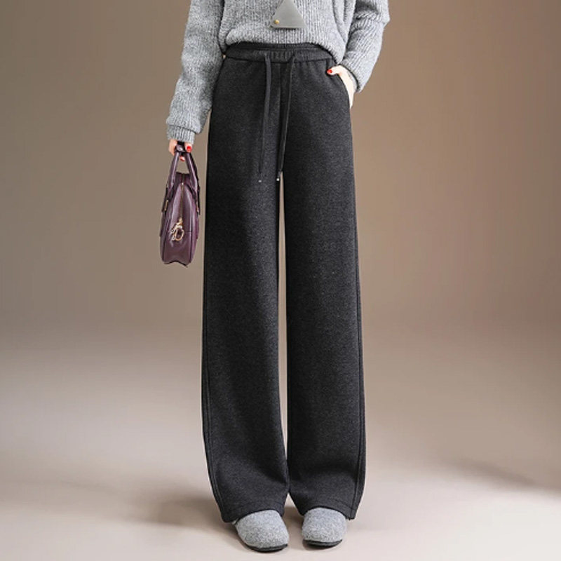 窄版阔腿裤女加绒加厚裤子2025年冬季新款高腰女裤宽松休闲直筒裤,女装/女士精品,休闲裤,淘宝优惠券,粉丝福利购,淘宝优惠卷