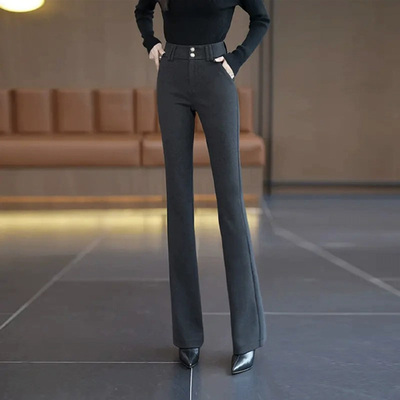 毛呢裤子女秋冬款2025新款微喇裤高腰显瘦西装裤加厚加绒喇叭女裤