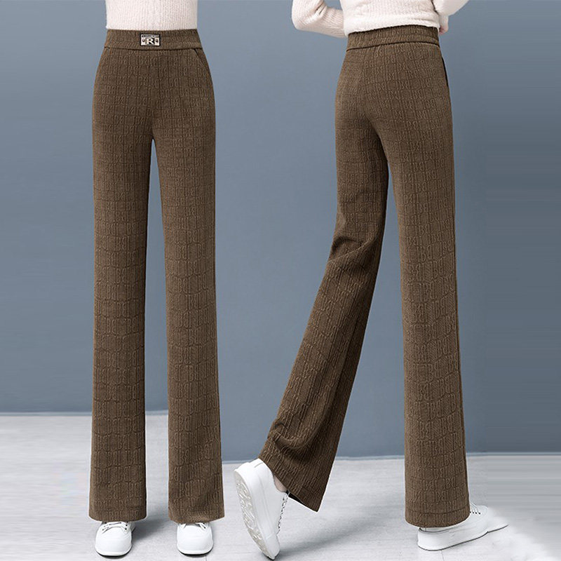 加绒雪尼尔阔腿裤女秋冬季2025新款外穿直筒裤灯芯绒加厚休闲裤子