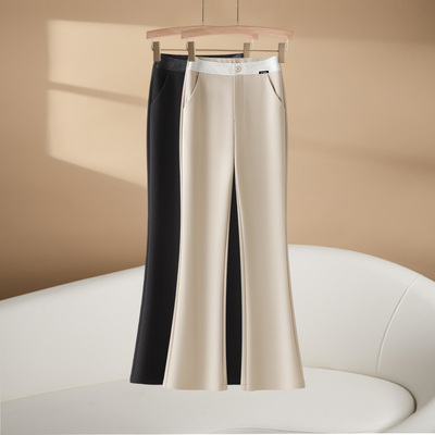 时尚微喇裤女高腰垂感西装喇叭裤