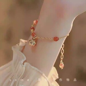 手链南红玛瑙铃铛手链女生男生手链情侣夜光手链迷你手链