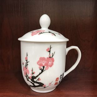 醴陵瓷器茶杯群力陶瓷杯底标群力双凤梅花茶杯ZDO容量约350ml复古