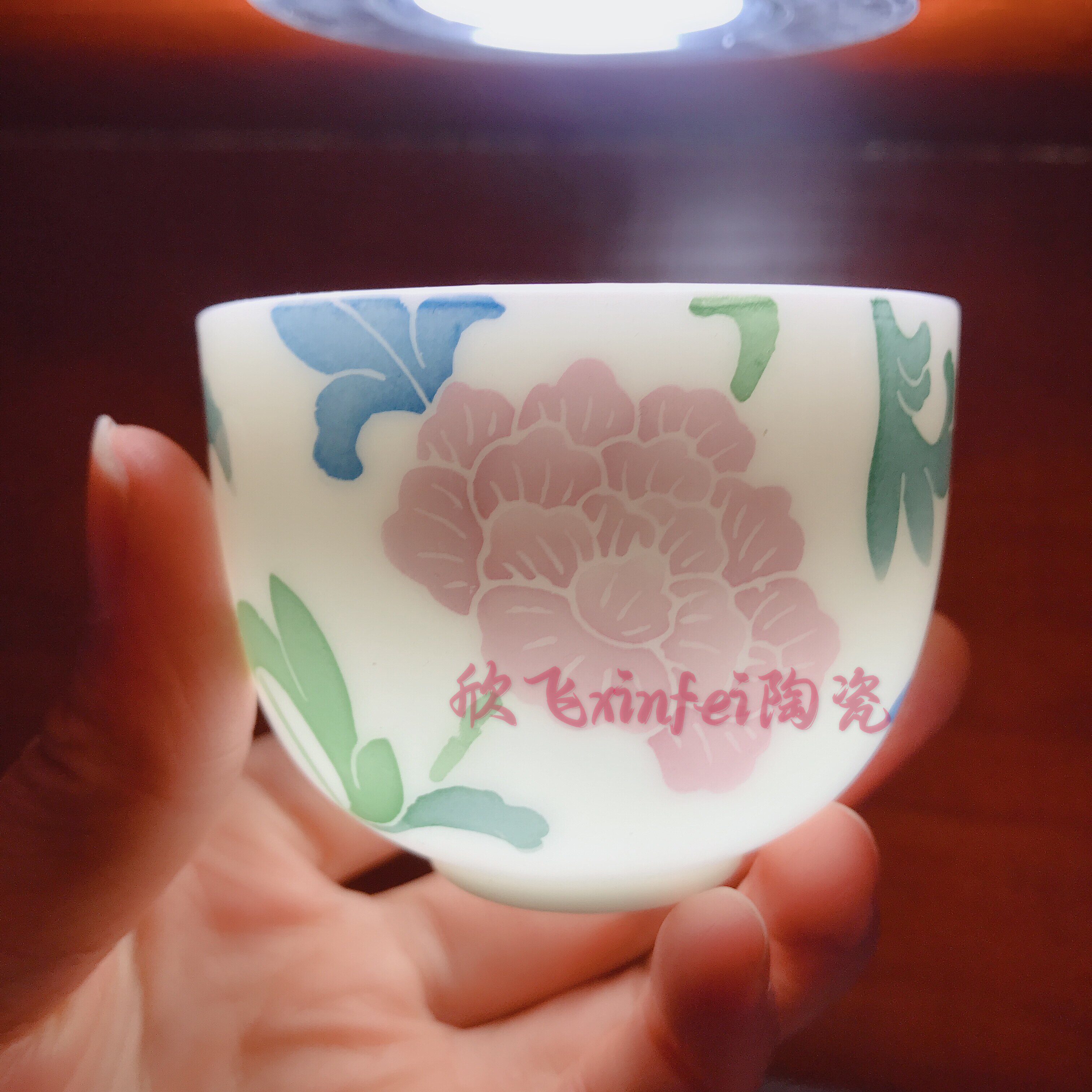 醴陵红官窑釉下彩手绘五彩缤纷 功夫茶茶具小茶杯reh薄款一级品瓷