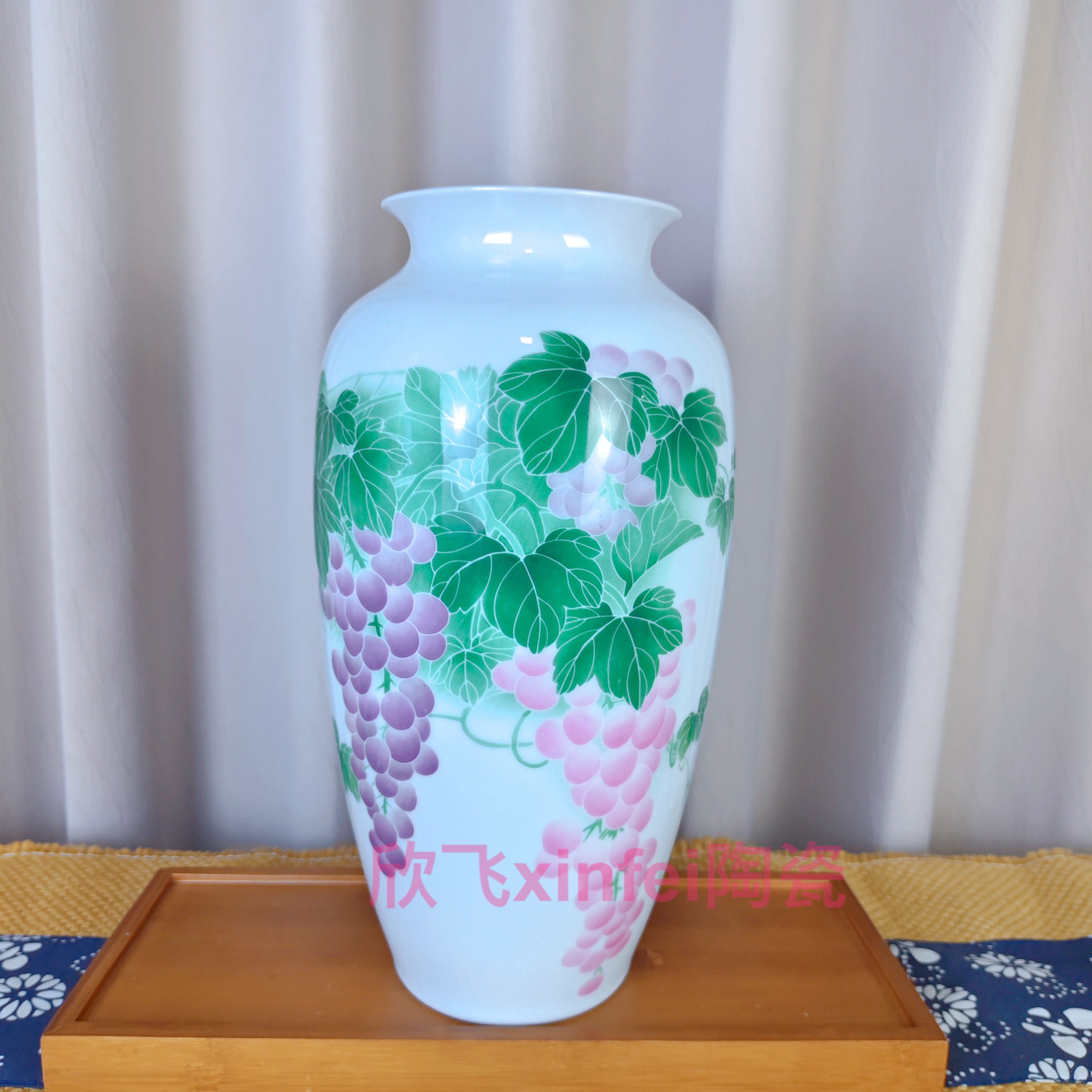 醴陵釉下彩高温陶瓷硕果累累花瓶高度约35cm居家送礼摆件